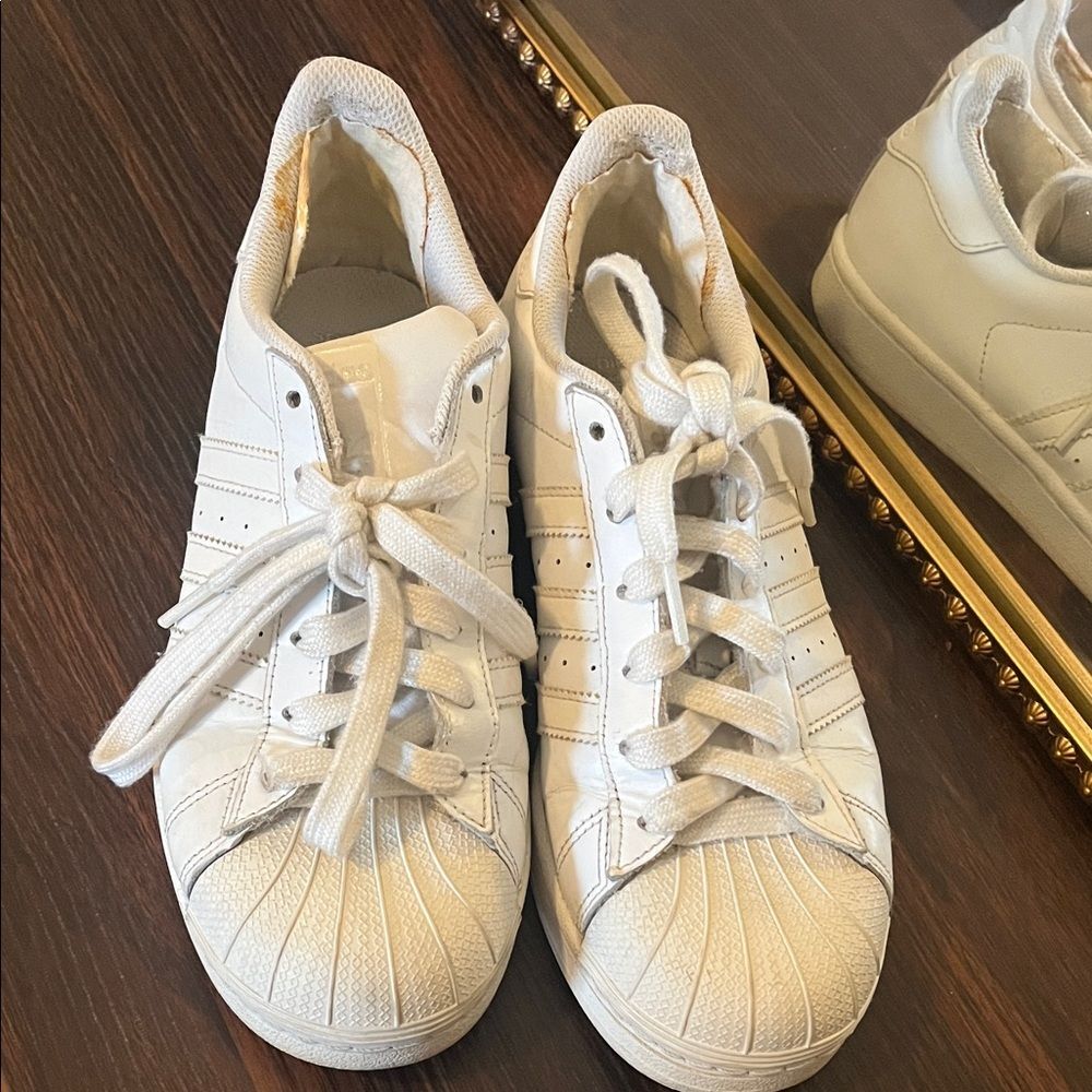White Adidas Sneakers with White Stripe